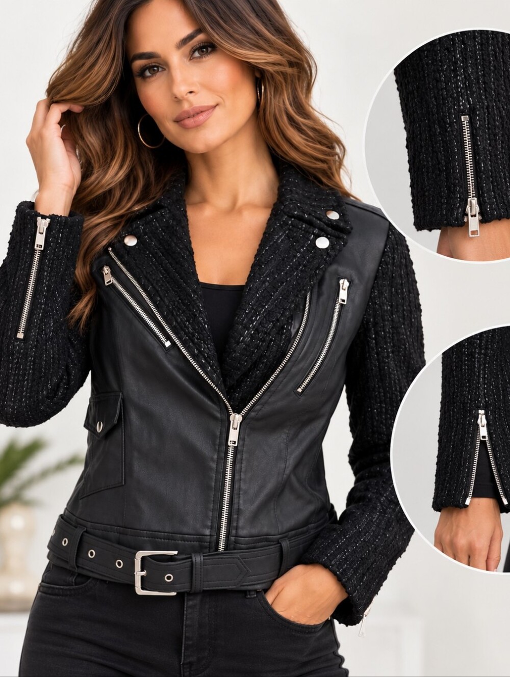 NWT 7 For All Mankind Leather Moto Jacket Sz S